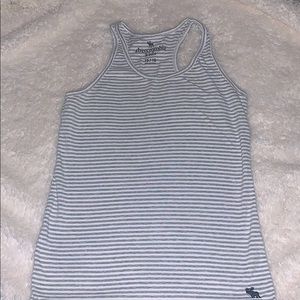 A&F Grey and White Striped Tank Top